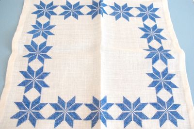 スウェーデン　北欧　ヴィンテージ　クロス　布　刺繍　織物　ハンドメイド
